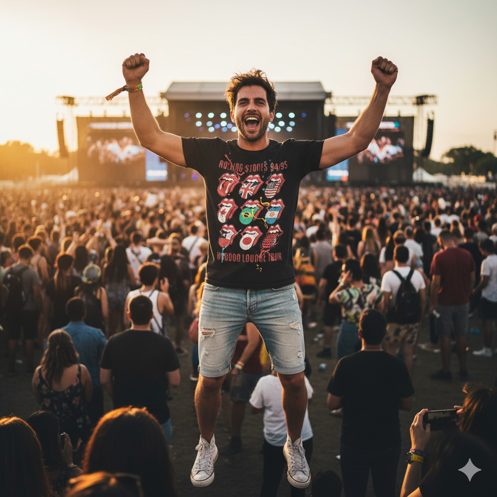 Vintage Rolling Stones Voodoo Lounge Tour 94/95 T-Shirt Black Riff Stars Medium